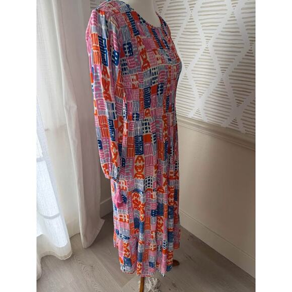 NWT Briton Court Women’s Small Smocked Midi Maxi Multicolor Dress - Picture 5 of 5